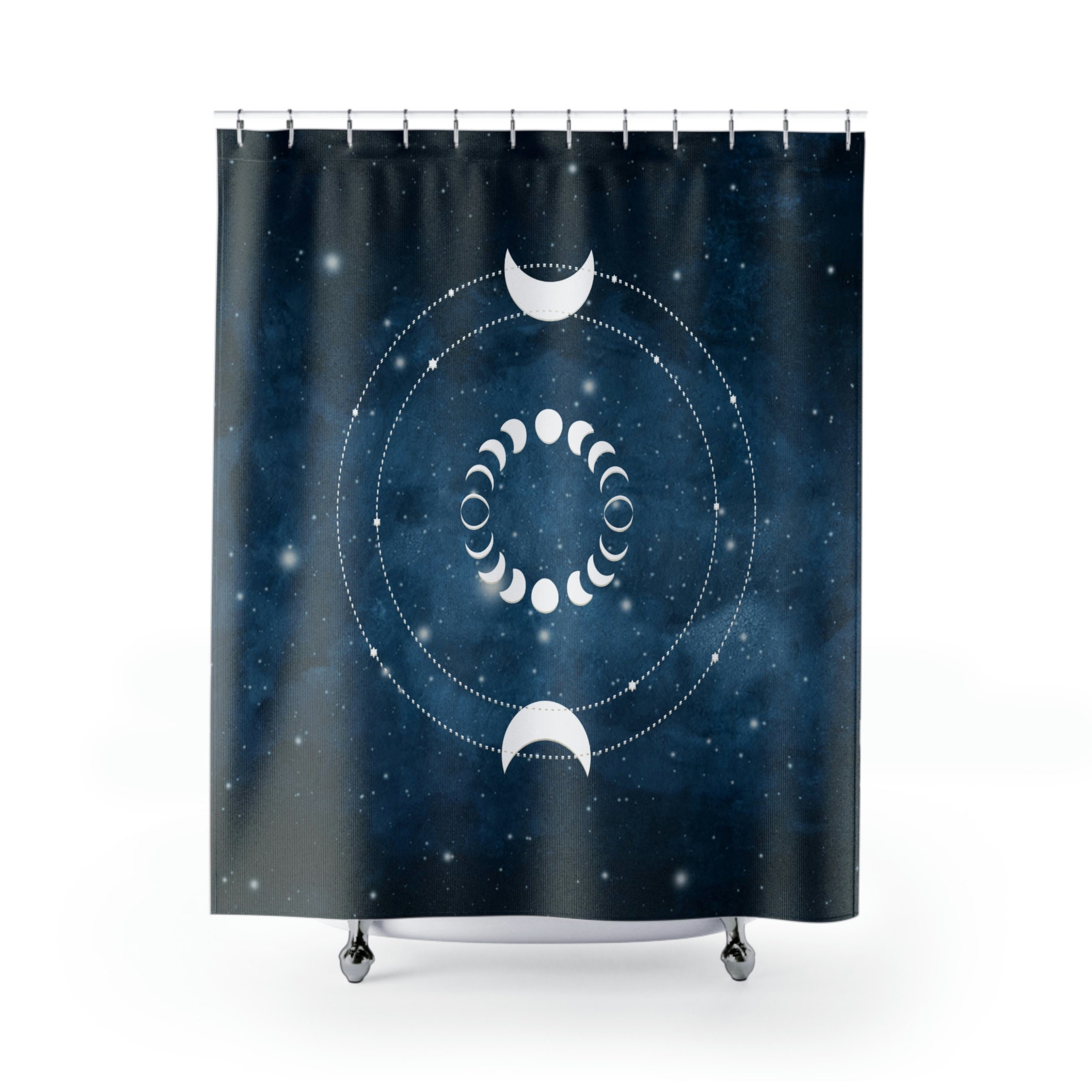 Hemels Gordijn: Moon Phase and Boho Mushroom Shower Curtain for Mystical Bathroom Decor