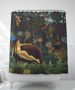 Henri Rousseau'S The Dream Printed Shower Curtain For Tropical Bathroom Decor