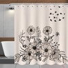 Herbs And Wild Flowers Botanical Vintage Engraving Shower Curtain, Antique And Classic Bathroom Decor