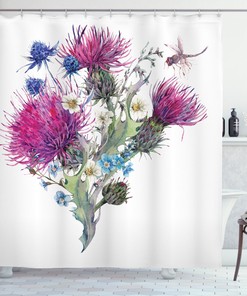 Herbs Print Dragonfly Shower Curtain For A Fresh And Natural Bath