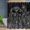 Herbs and Plant inspired Wild Floral Shower Curtain - Modern Fabric Bathroom Basics for Chic Bathroom Decor