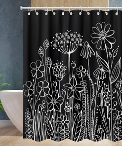 Herbs and Plant inspired Wild Floral Shower Curtain - Modern Fabric Bathroom Basics for Chic Bathroom Decor