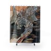 Here Be Dragons Vintage Art Nouveau Illustration Printed Shower Curtain