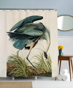Heron Bird Art Shower Curtain For Animal And Art Lovers Bathroom Decor