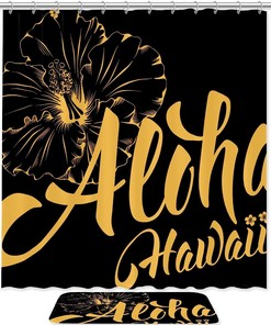 Hibiscus Aloha Hawaii Shower Curtain For Bathroom Decorr