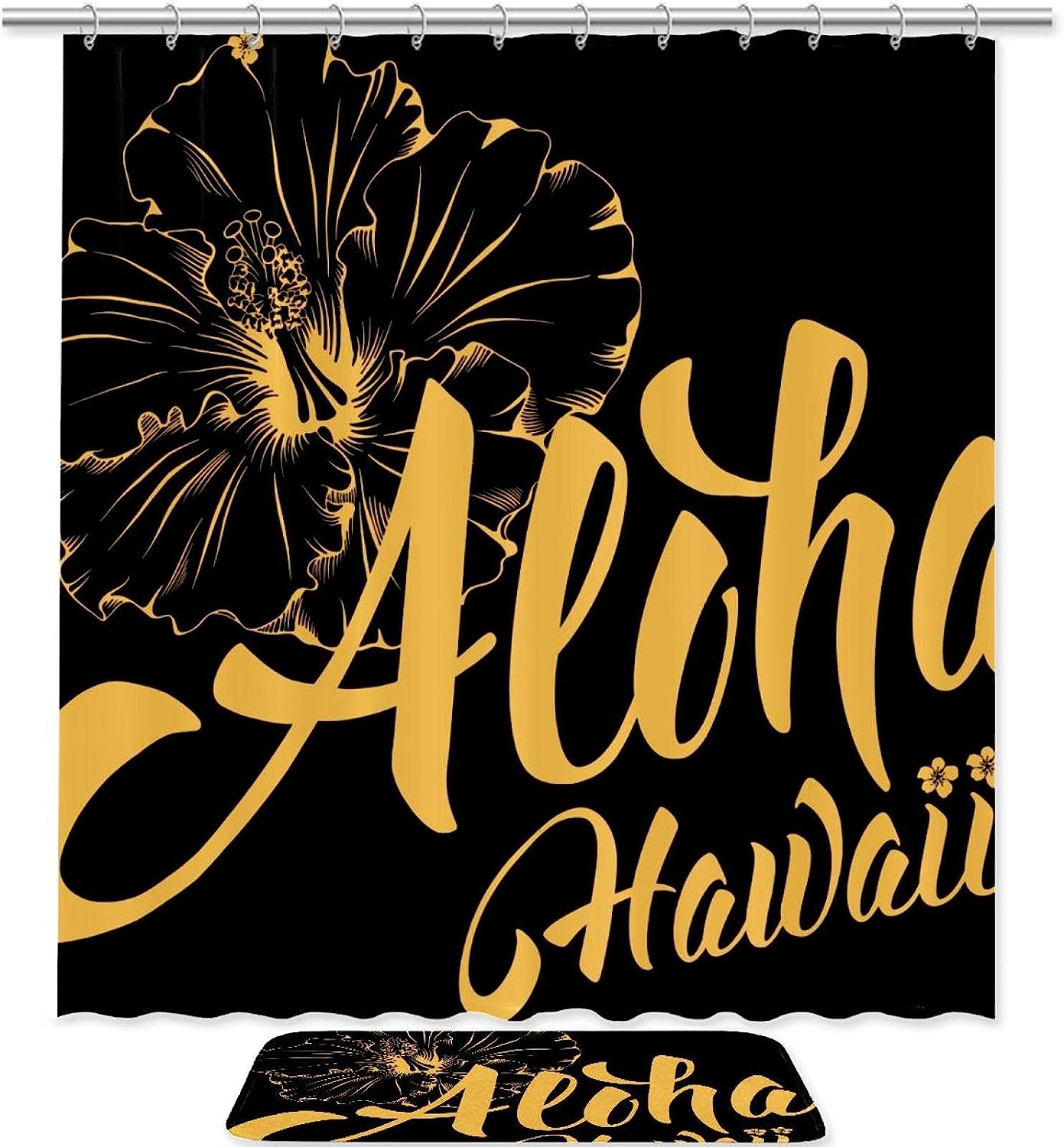 Hibiscus Aloha Hawaii Shower Curtain For Bathroom Decorr