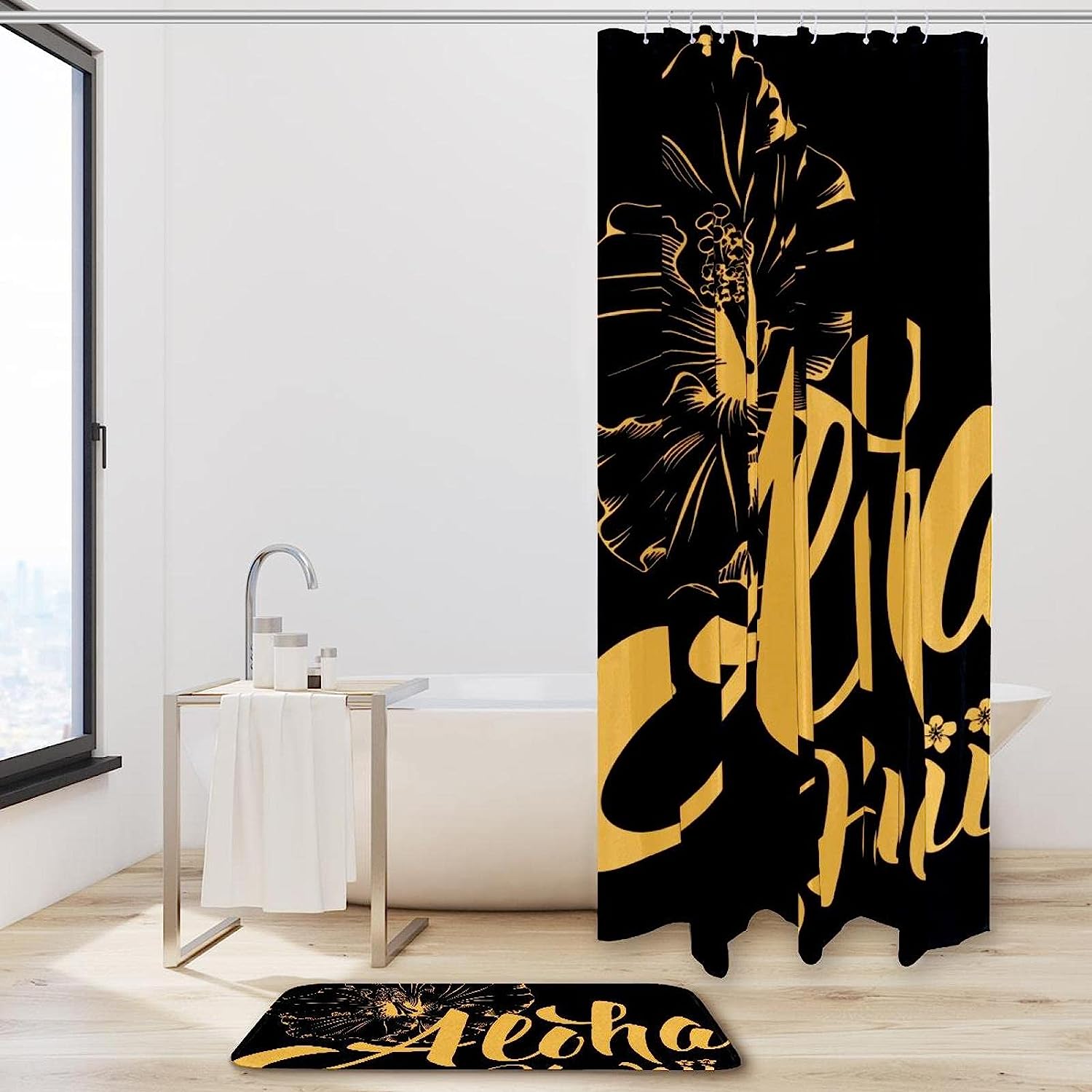 Hibiscus Aloha Hawaii Shower Curtain For Bathroom Decorr