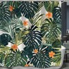 Hibiscus Flowers Tropical Leaves Shower Curtain for Island-Themed Bathroom Decor