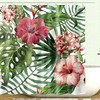 Hibiscus Plumeria Floral Plant Shower Curtain For Tropical Leaf Lovers