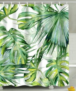 Hibiscus Plumeria Floral Plant Shower Curtain For Tropical Leaf Lovers