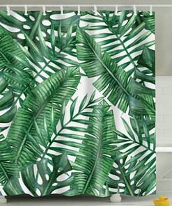 Hibiscus Plumeria Floral Plant Shower Curtain For Tropical Leaf Lovers