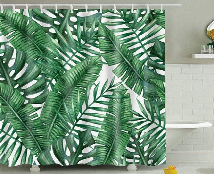 Hibiscus Plumeria Floral Plant Shower Curtain For Tropical Leaf Lovers