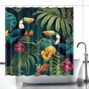 Hibiscus and Palm Leaf Tropical Bird Shower Curtain 