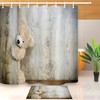 Hiding Teddy Bear Shower Curtain - Waterproof Fabric Bathroom Decor