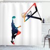 High Contrast Athlete Silhouette Basketball Shower Curtain For Sports Fans