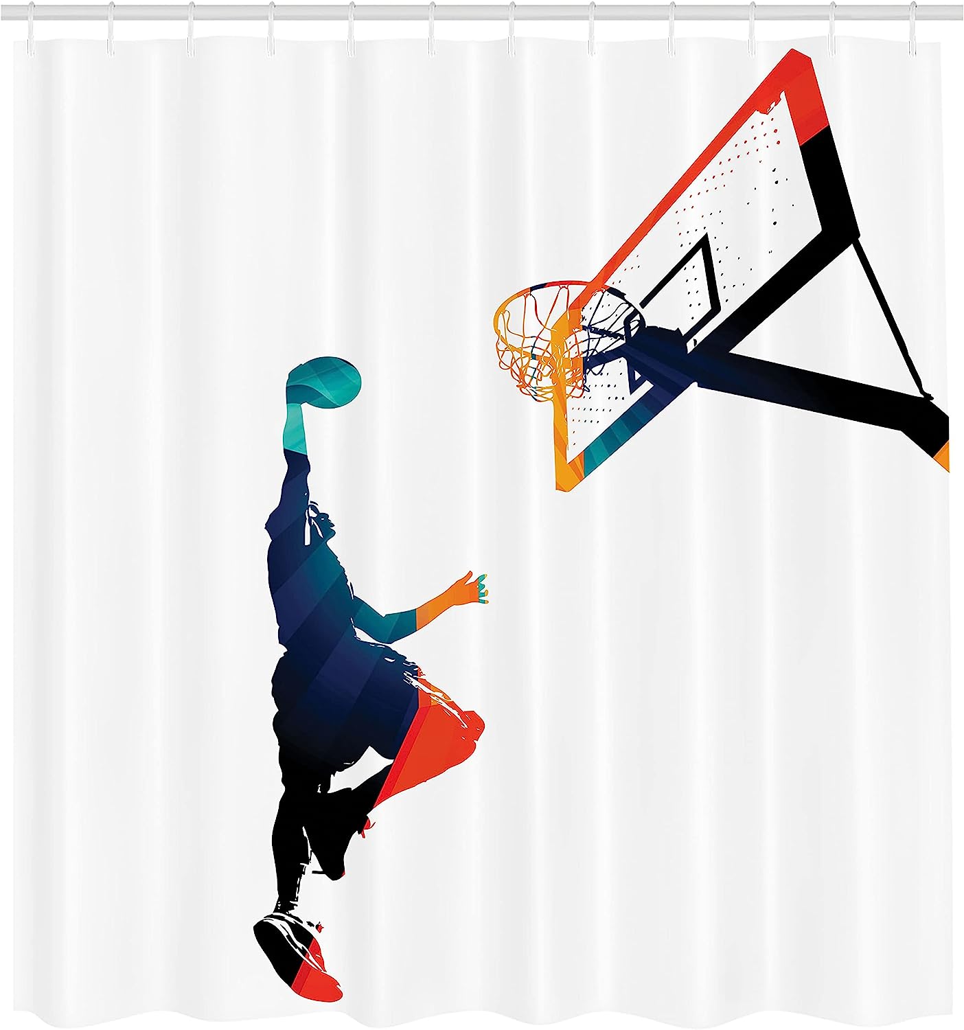 High Contrast Athlete Silhouette Basketball Shower Curtain For Sports Fans - Image 2
