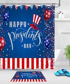High Hat Stars and Stripes Shower Curtain for Presidents Day Bathroom Decor