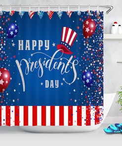 High Hat Stars and Stripes Shower Curtain for Presidents Day Bathroom Decor