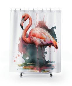 High Quality Custom Designed Flamingo Shower Curtain - Artistic Bathroom Decor