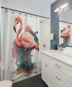 High Quality Custom Designed Flamingo Shower Curtain - Artistic Bathroom Decor