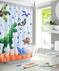 High-Quality Dinosaur Shower Curtain Made With Waterproof Fabric For A Durable And Effective Bathroom Decor