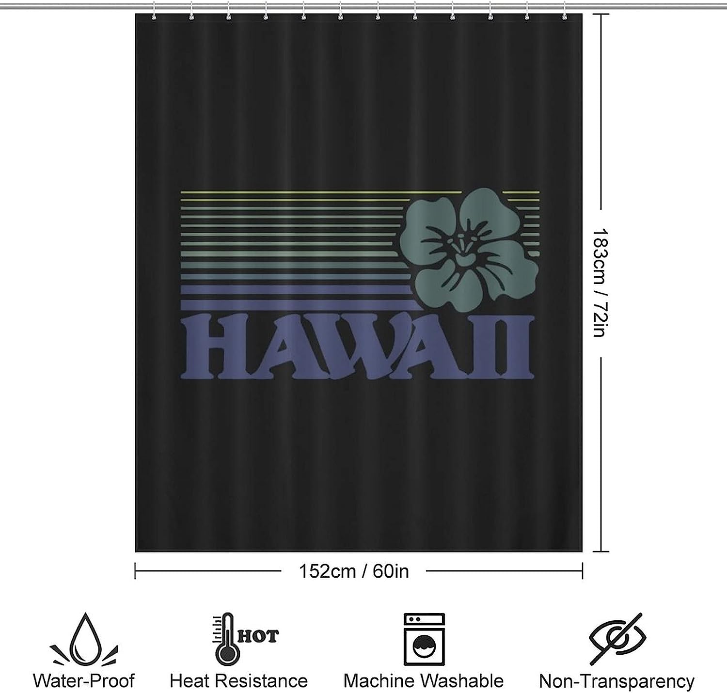 High-Quality Water Resistant Hawaii Shower Curtain For Bathrooms