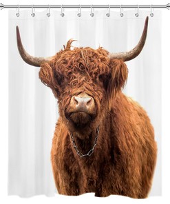 Highland Cow And Farm Animals Fashion Shower Curtain For Bathroom Decor