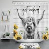 Highland Cow And Sunflower Print Shower Curtain For Farmhouse Bathroom