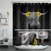 Highland Cow And Sunflowers Print Shower Curtain For Vintage Bathroom
