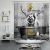 Highland Cow And Sunflowers Print Shower Curtainvintage Bathroom
