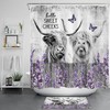 Highland Cow Bathroom Accessories Set - Purple Lavender Grey Shower Curtain