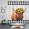 Highland Cow Buffalo Plaid Sunflower Printed Shower Curtain For Bathroom Accessories