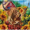 Highland Cow Bull And Sunflowers Fall Farmhouse Shower Curtain By Allenjoy - Durable And Machine Washable
