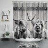 Highland Cow Farm Shower Curtain Rustic Board Bathroom Accessories
