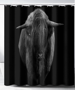 Highland Cow Farmhouse Animal Waterproof Fabric Shower Curtain
