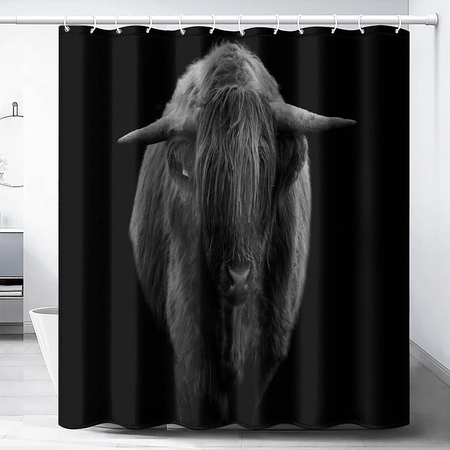 Highland Cow Farmhouse Animal Waterproof Fabric Shower Curtain