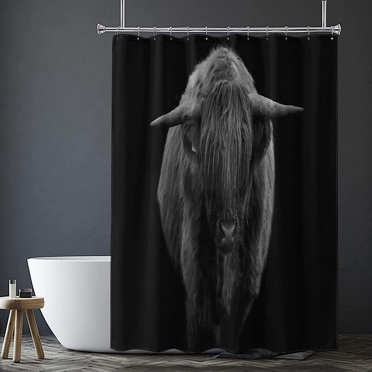 Highland Cow Farmhouse Animal Waterproof Fabric Shower Curtain - Image 3