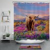 Highland Cow Farmhouse Fabric Shower Curtain With Beautiful Colorful Garden Design, Great Bathroom Accessory