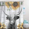 Highland Cow Farmhouse Shower Curtain For Bathroom Decor Wooden Cow Waterproof Curtain