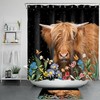 Highland Cow Flower Shower Curtain - Add Color And Fun To Your Bathroom