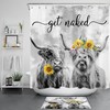 Highland Cow In Sunflowers Shower Curtain With Funny Quote For A Cheerful Bathroom