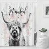 Highland Cow Portrait Printed Shower Curtain For Western Wildlife Bathroom Decor