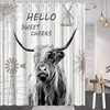Highland Cow Shower Curtain For Farmhouse Bathroom Decor With Sweet Cheeks Quote