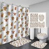 Highland Cow Sunflower Shower Curtain, Bullhorn Wildlife Animal Marble Texture Rustic Farmhouse Western Bathroom Décor