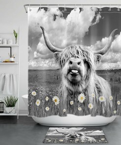 Highland Cow Wildlife Animal Vintage Bathroom Shower Curtain