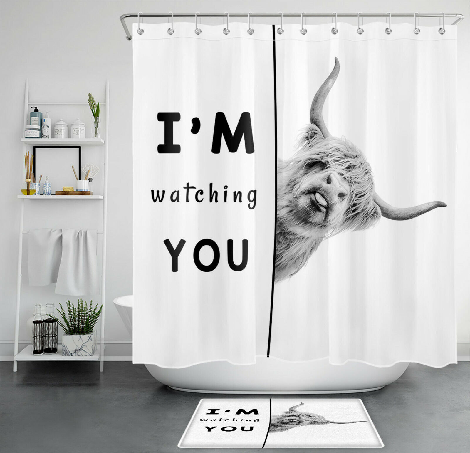 Highland Cow With Funny Words Shower Curtain For A Rustic And Whimsical Bathroom Decor