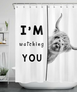 Highland Cow With Funny Words Shower Curtain For A Rustic And Whimsical Bathroom Decor