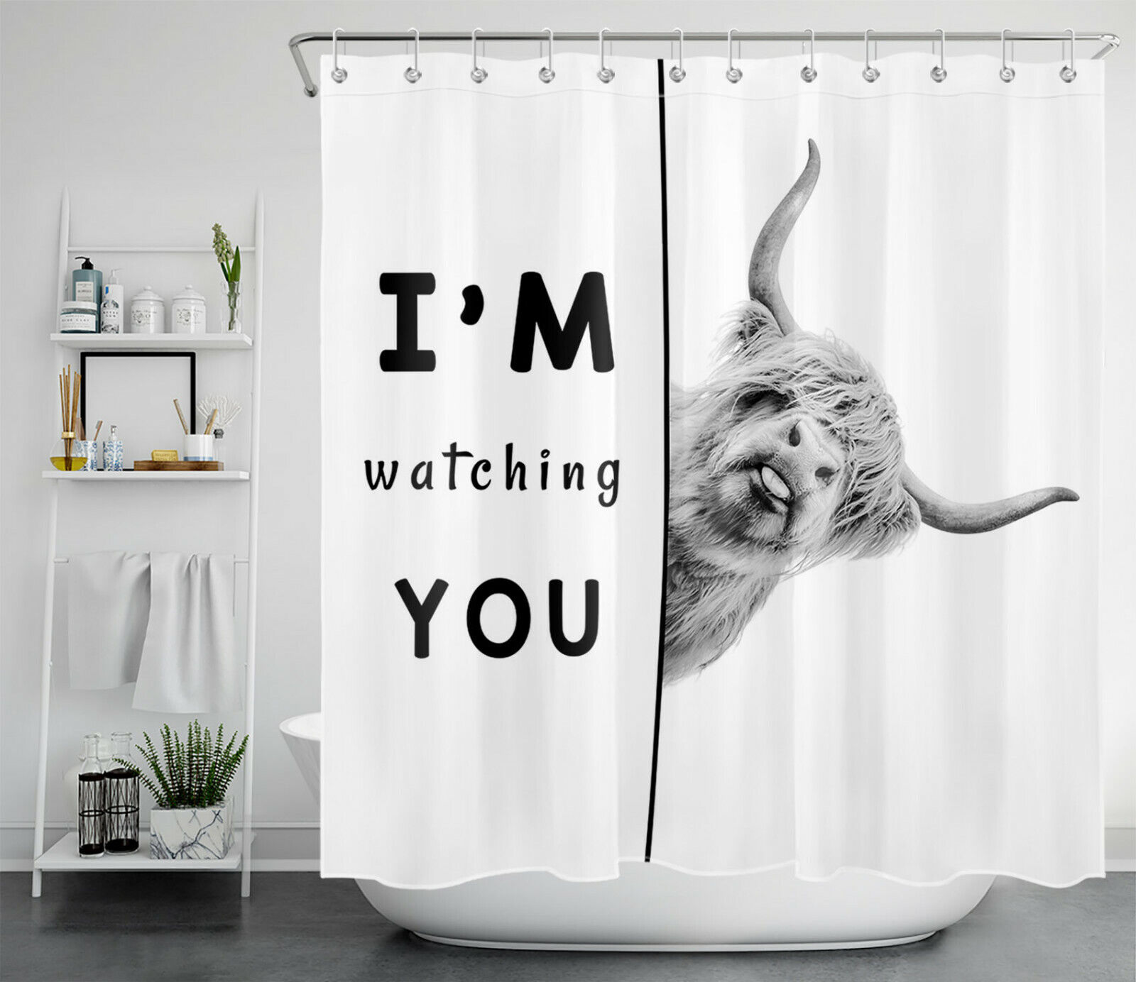 Highland Cow With Funny Words Shower Curtain For A Rustic And Whimsical Bathroom Decor