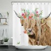 Highland Cow among Spring Flowers Shower Curtain for Bathroom 