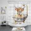 Highland Cow and Flower Rustic Board Shower Curtain for Bathroom Decor